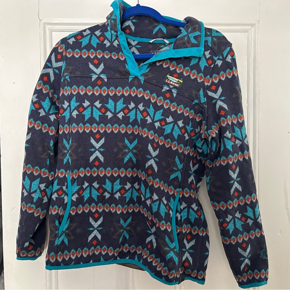 LL bean t-snap pullover sweatshirt size M